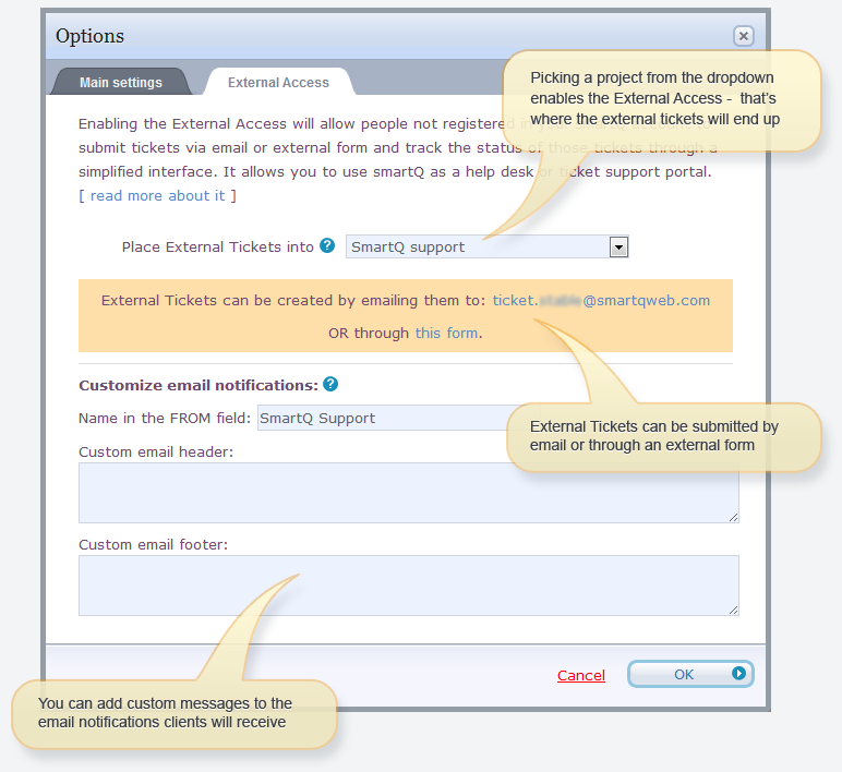 External Access settings