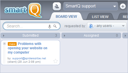 Ticket in smartQ interface