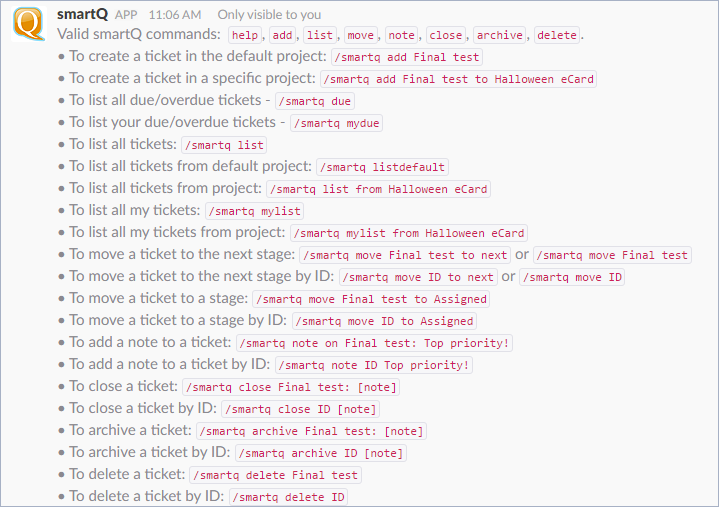 Slack commands