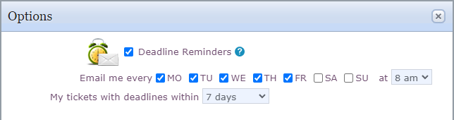 Ticket deadlines reminder